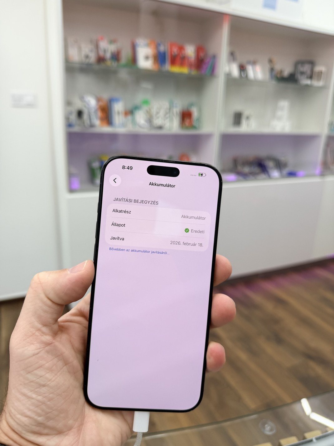 Eredeti akkumulátorcsere szervizelőzmény iPhone-on – NorbiPhone Orosháza